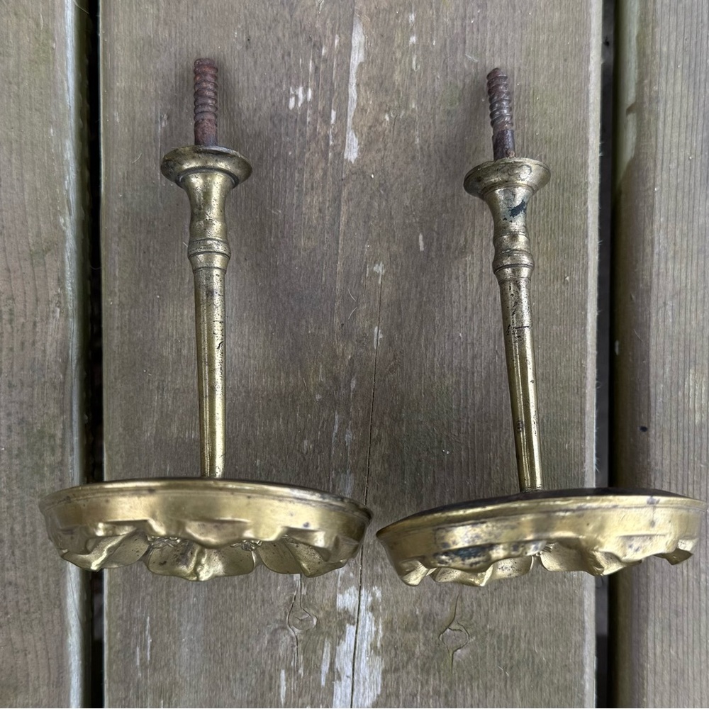 Antique Victorian Set of 2 Ormolu Gilded Bronze Floral Drapery Curtain Tiebacks - Picture 9 of 12